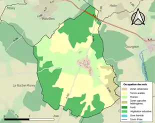 Carte en couleurs présentant l'occupation des sols.