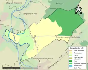 Carte en couleurs présentant l'occupation des sols.