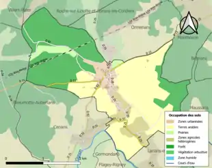 Carte en couleurs présentant l'occupation des sols.