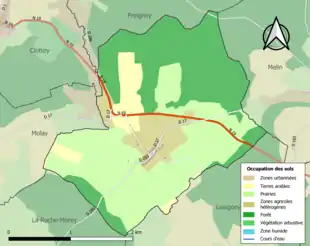 Carte en couleurs présentant l'occupation des sols.