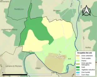 Carte en couleurs présentant l'occupation des sols.