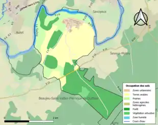 Carte en couleurs présentant l'occupation des sols.