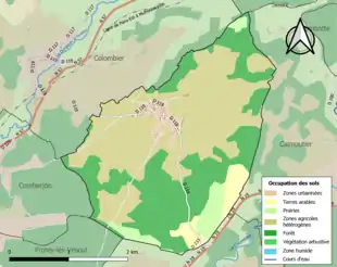 Carte en couleurs présentant l'occupation des sols.