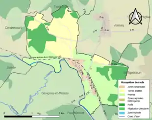 Carte en couleurs présentant l'occupation des sols.