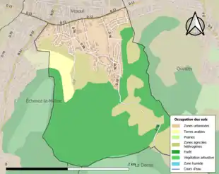 Carte en couleurs présentant l'occupation des sols.