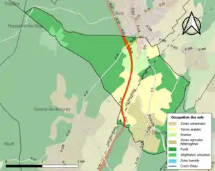 Carte en couleurs présentant l'occupation des sols.