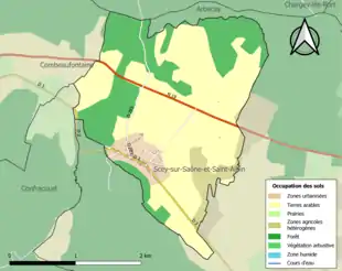 Carte en couleurs présentant l'occupation des sols.