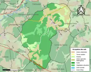 Carte en couleurs présentant l'occupation des sols.