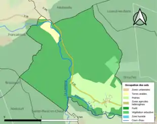 Carte en couleurs présentant l'occupation des sols.