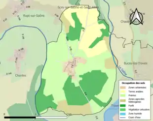 Carte en couleurs présentant l'occupation des sols.