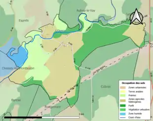 Carte en couleurs présentant l'occupation des sols.