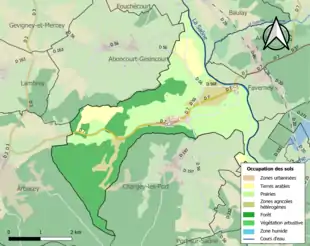 Carte en couleurs présentant l'occupation des sols.