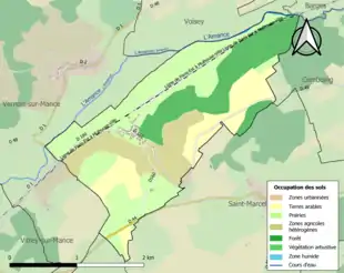 Carte en couleurs présentant l'occupation des sols.