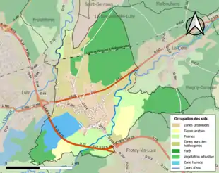 Carte en couleurs présentant l'occupation des sols.