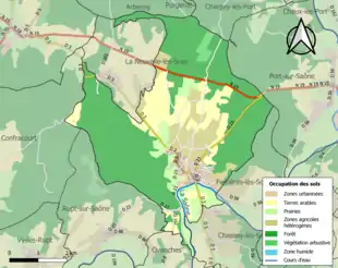 Carte en couleurs présentant l'occupation des sols.