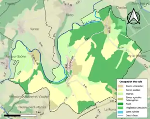 Carte en couleurs présentant l'occupation des sols.