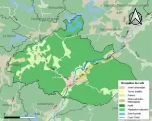 Carte en couleurs présentant l'occupation des sols.