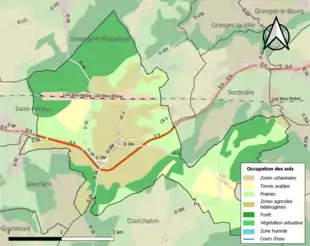 Carte en couleurs présentant l'occupation des sols.