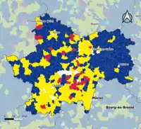 Candidat arrivé en tête au 1er tour par commune.  Emmanuel MacronMarine Le PenJean-Luc MélenchonÉric ZemmourYannick JadotDeux à égalité