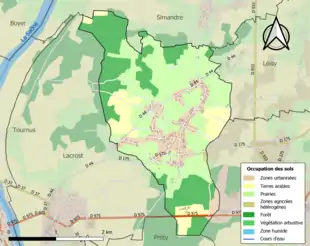 Carte en couleurs présentant l'occupation des sols.