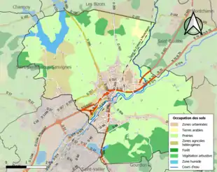 Carte en couleurs présentant l'occupation des sols.