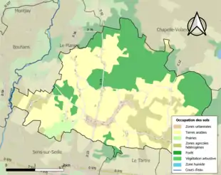 Carte en couleurs présentant l'occupation des sols.