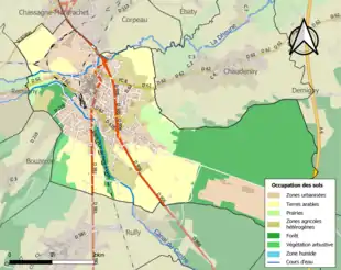 Carte en couleurs présentant l'occupation des sols.