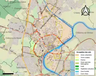 Carte en couleurs présentant l'occupation des sols.