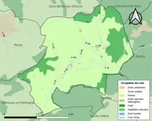 Carte en couleurs présentant l'occupation des sols.