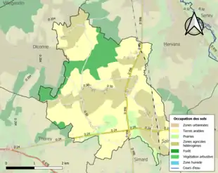 Carte en couleurs présentant l'occupation des sols.