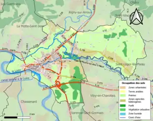 Carte en couleurs présentant l'occupation des sols.