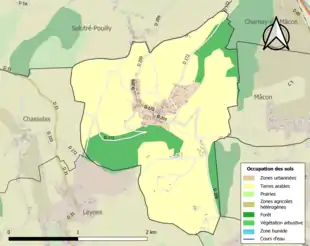 Carte en couleurs présentant l'occupation des sols.