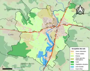 Carte en couleurs présentant l'occupation des sols.