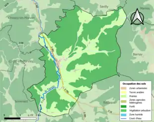 Carte en couleurs présentant l'occupation des sols.