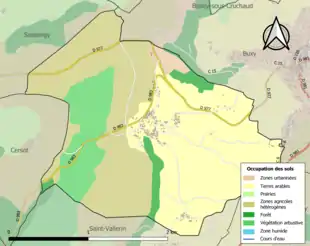 Carte en couleurs présentant l'occupation des sols.