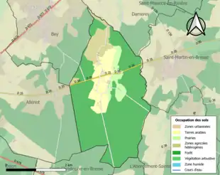 Carte en couleurs présentant l'occupation des sols.