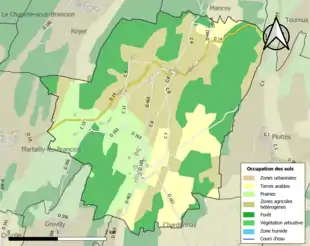 Carte en couleurs présentant l'occupation des sols.