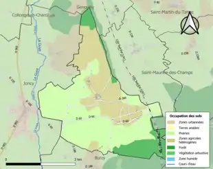 Carte en couleurs présentant l'occupation des sols.