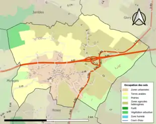 Carte en couleurs présentant l'occupation des sols.