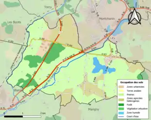 Carte en couleurs présentant l'occupation des sols.