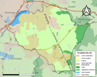 Carte en couleurs présentant l'occupation des sols.