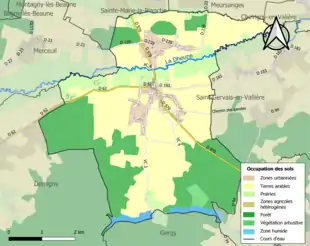 Carte en couleurs présentant l'occupation des sols.