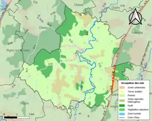 Carte en couleurs présentant l'occupation des sols.