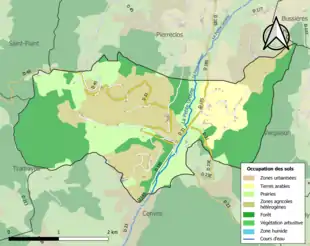 Carte en couleurs présentant l'occupation des sols.