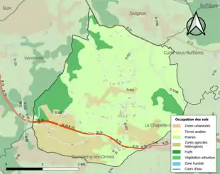 Carte en couleurs présentant l'occupation des sols.