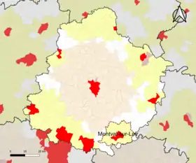 Localisation de l'aire d'attraction de Montval-sur-Loir dans le département de la Sarthe.