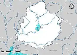 Territoire à risques importants d'inondation (TRI) dans la Sarthe.