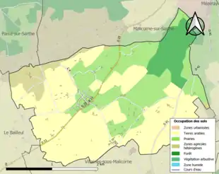 Carte en couleurs présentant l'occupation des sols.