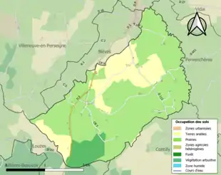 Carte en couleurs présentant l'occupation des sols.