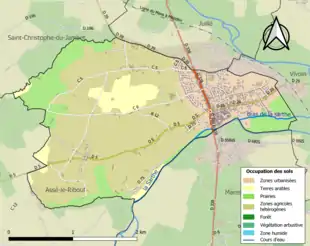 Carte en couleurs présentant l'occupation des sols.